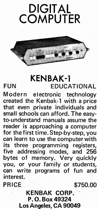 The Kenbak-1 as advertised in the pages of Scientific American