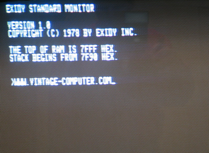 A photo of the Exidy Sorcerer screen